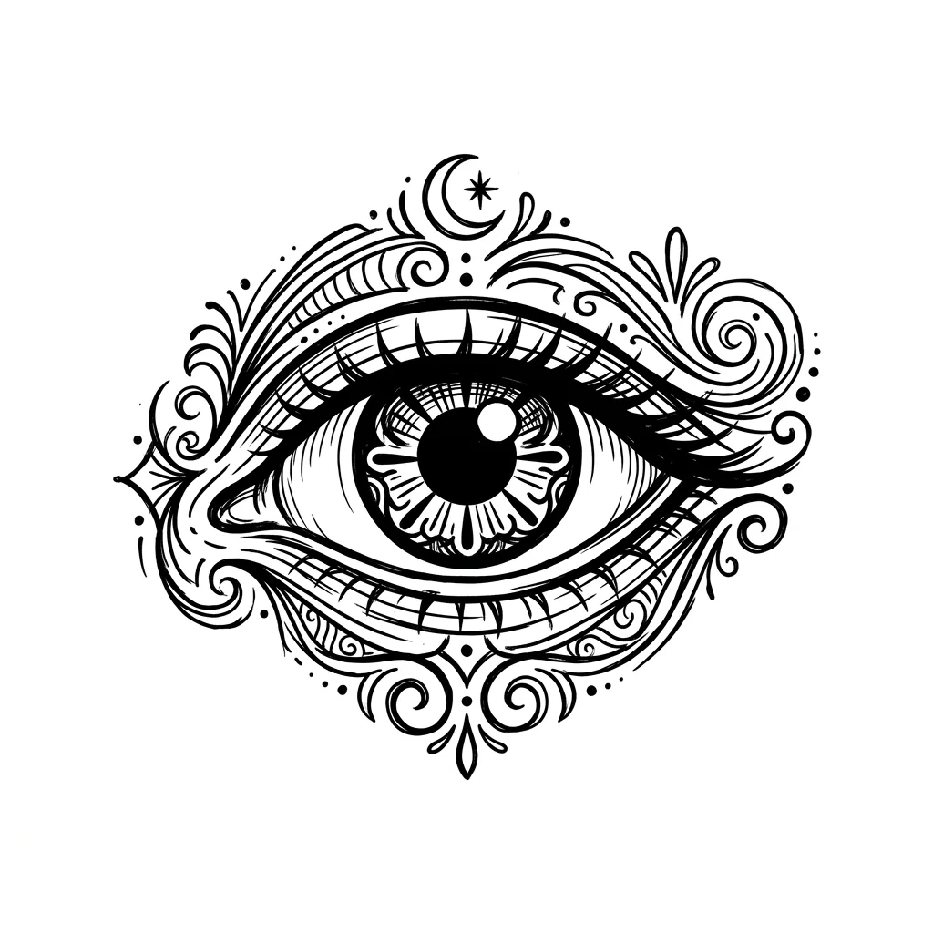 Traditional eye tattoo idea for back