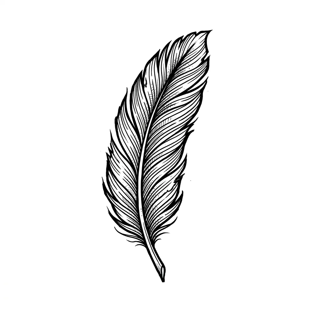 Geometric feather tattoo idea for upper arm