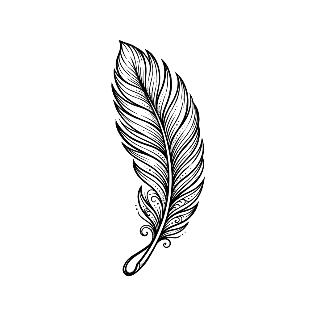 Fine-line feather tattoo idea for forearm