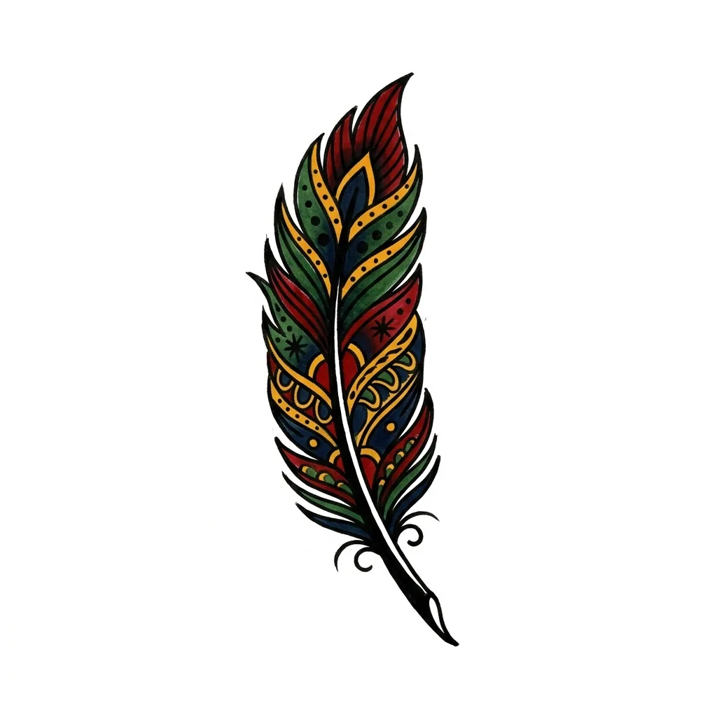 Blackwork feather tattoo idea for wrist