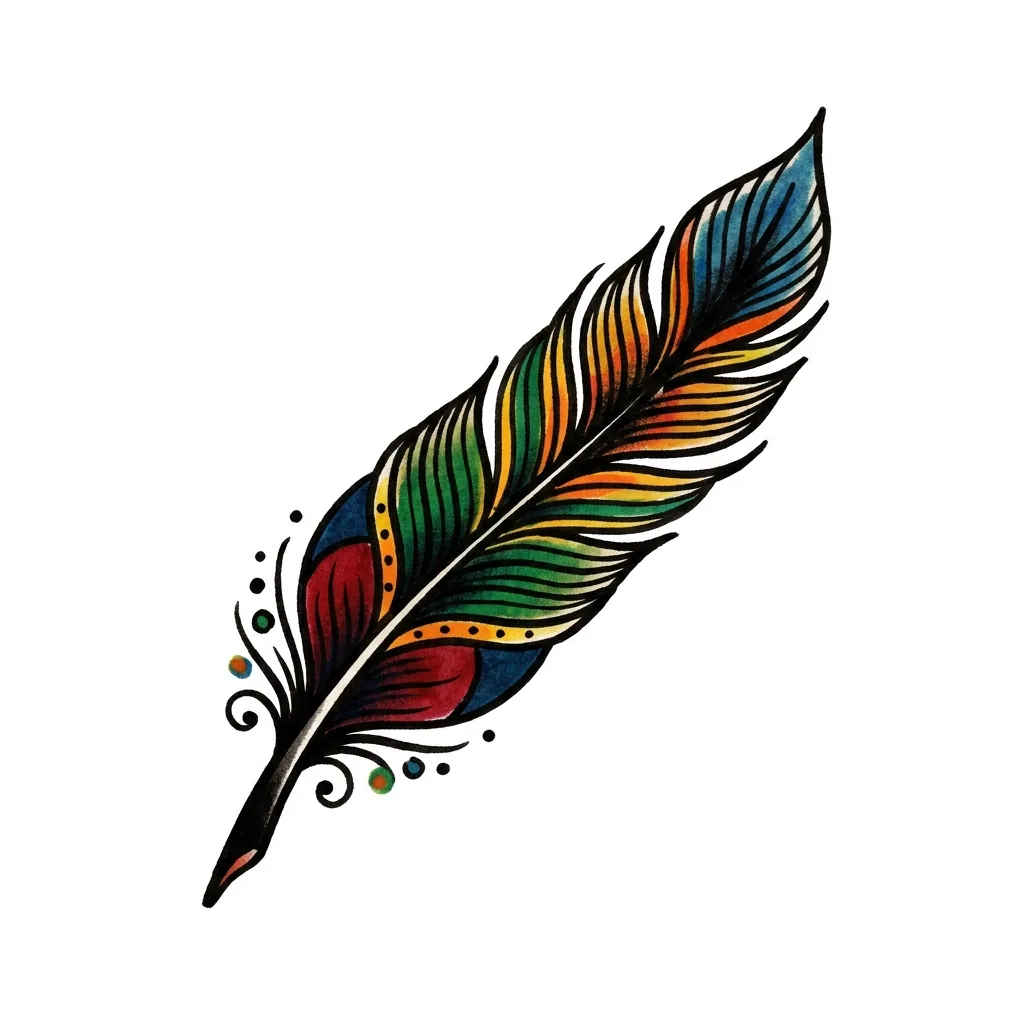 Fine-line feather tattoo idea for forearm