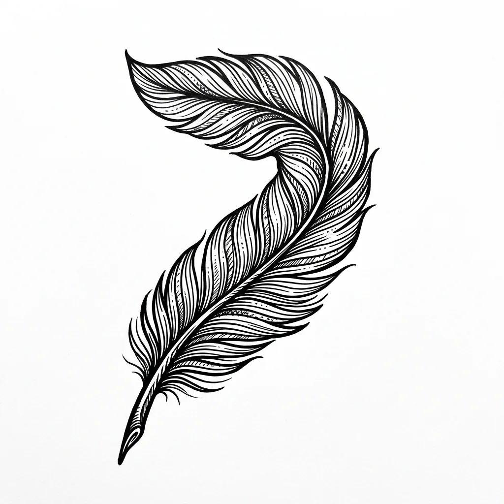Blackwork feather tattoo idea for wrist