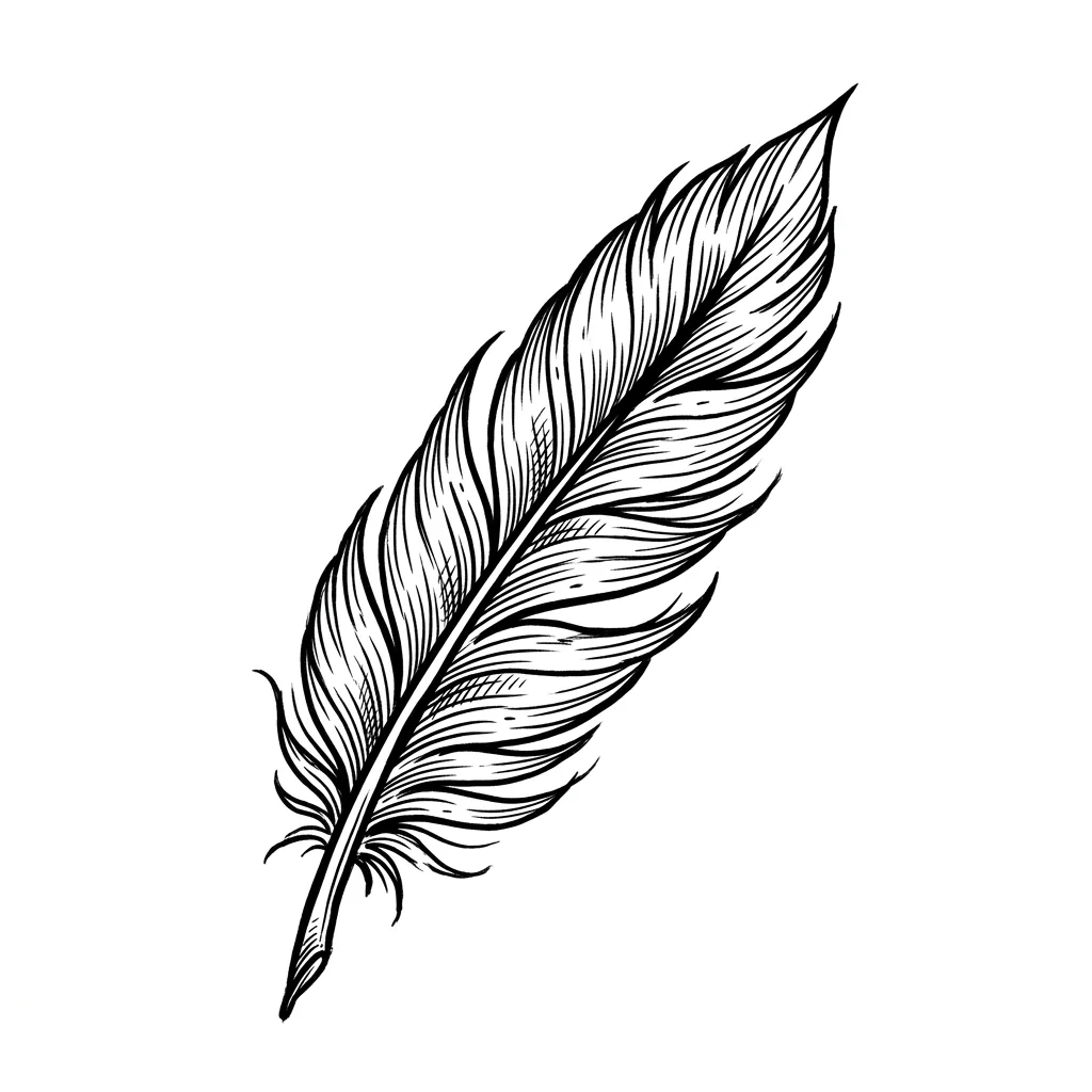 Traditional feather tattoo idea for back