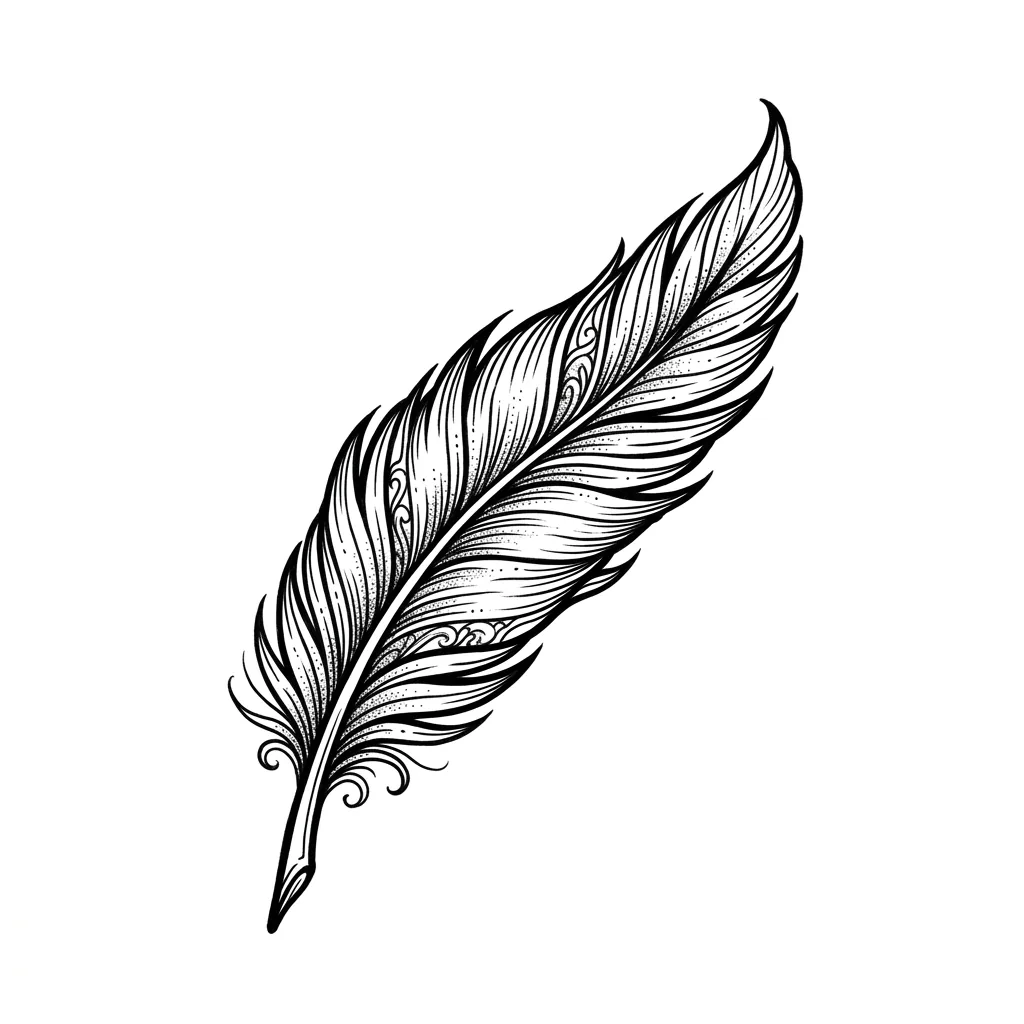 Fine-line feather tattoo idea for forearm