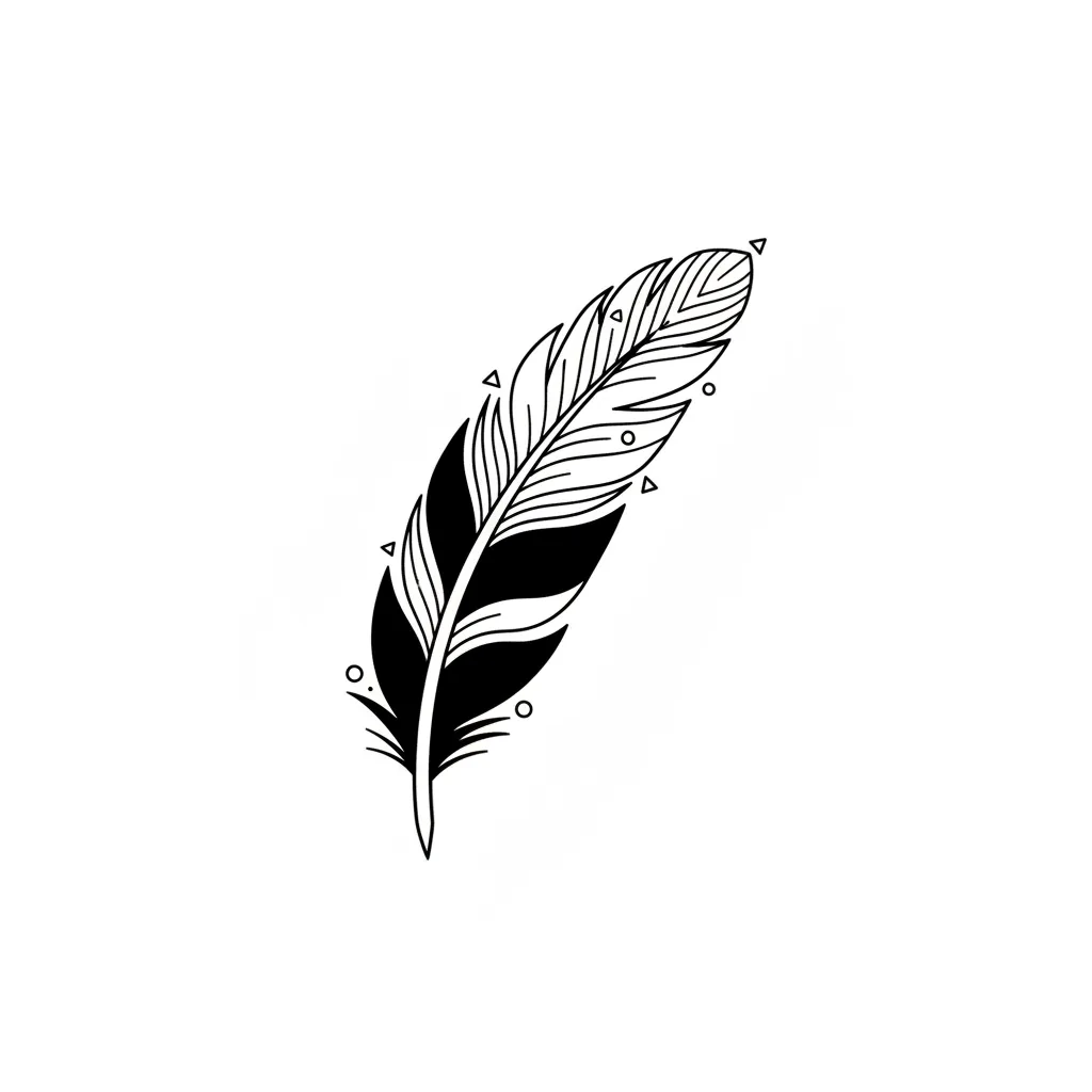 Blackwork feather tattoo idea for wrist