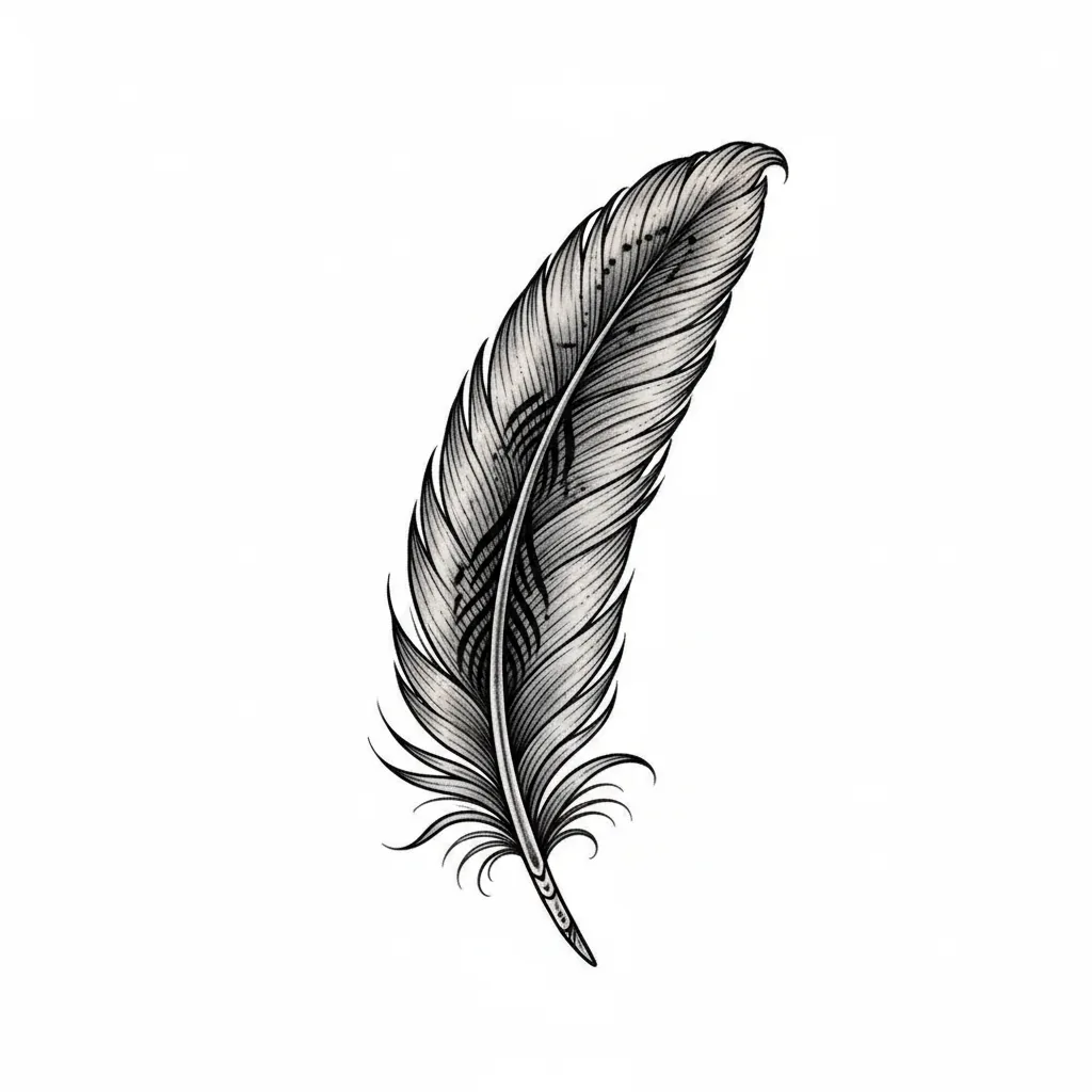 Geometric feather tattoo idea for upper arm