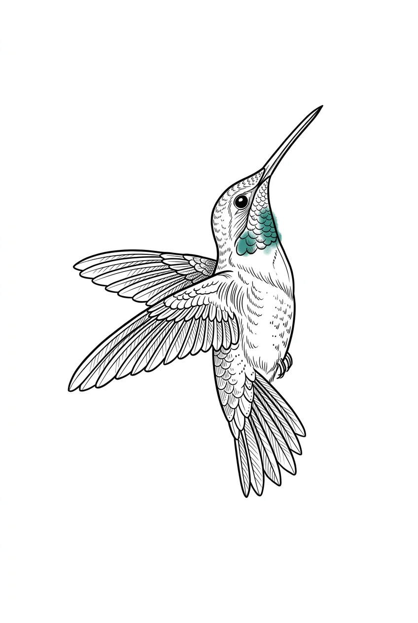 Hummingbird accent fine line tattoo stencil tattoo idea for collarbone
