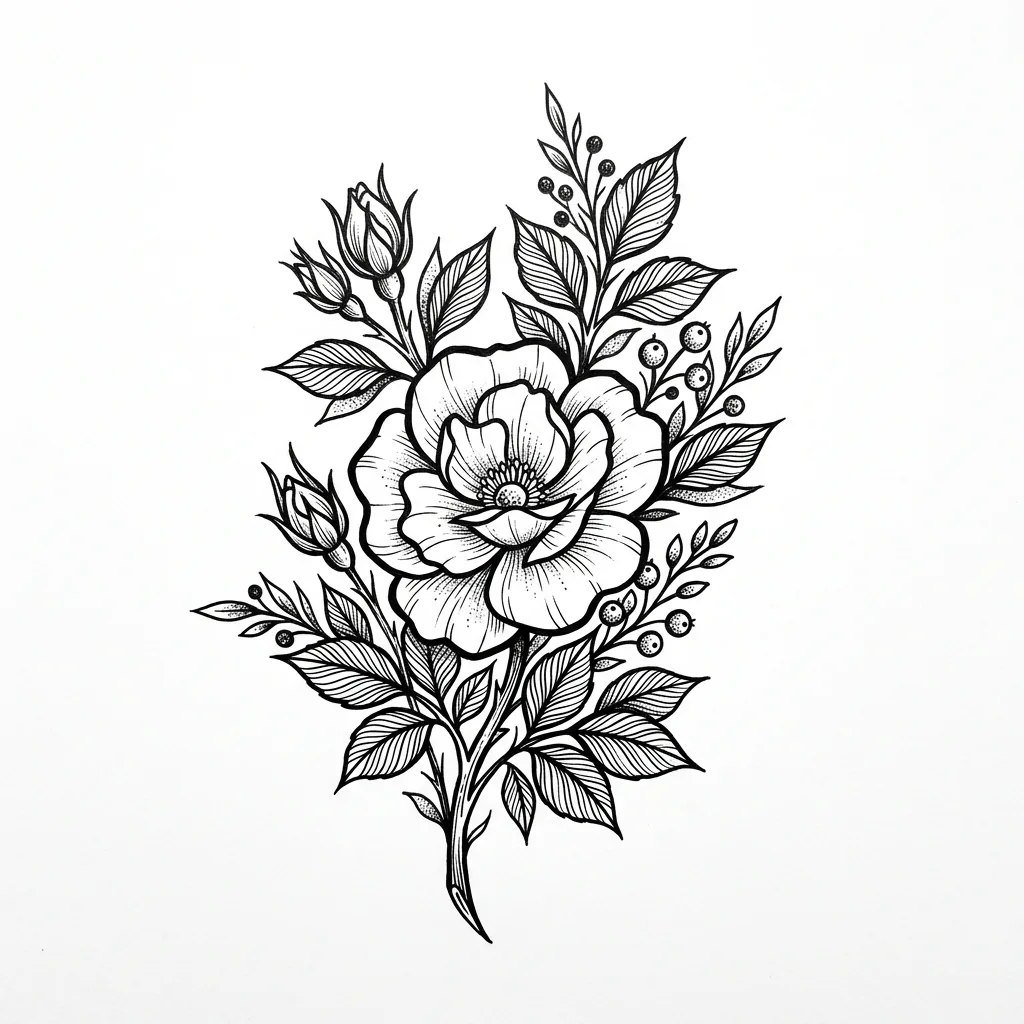 Realistic flower tattoo idea for shoulder