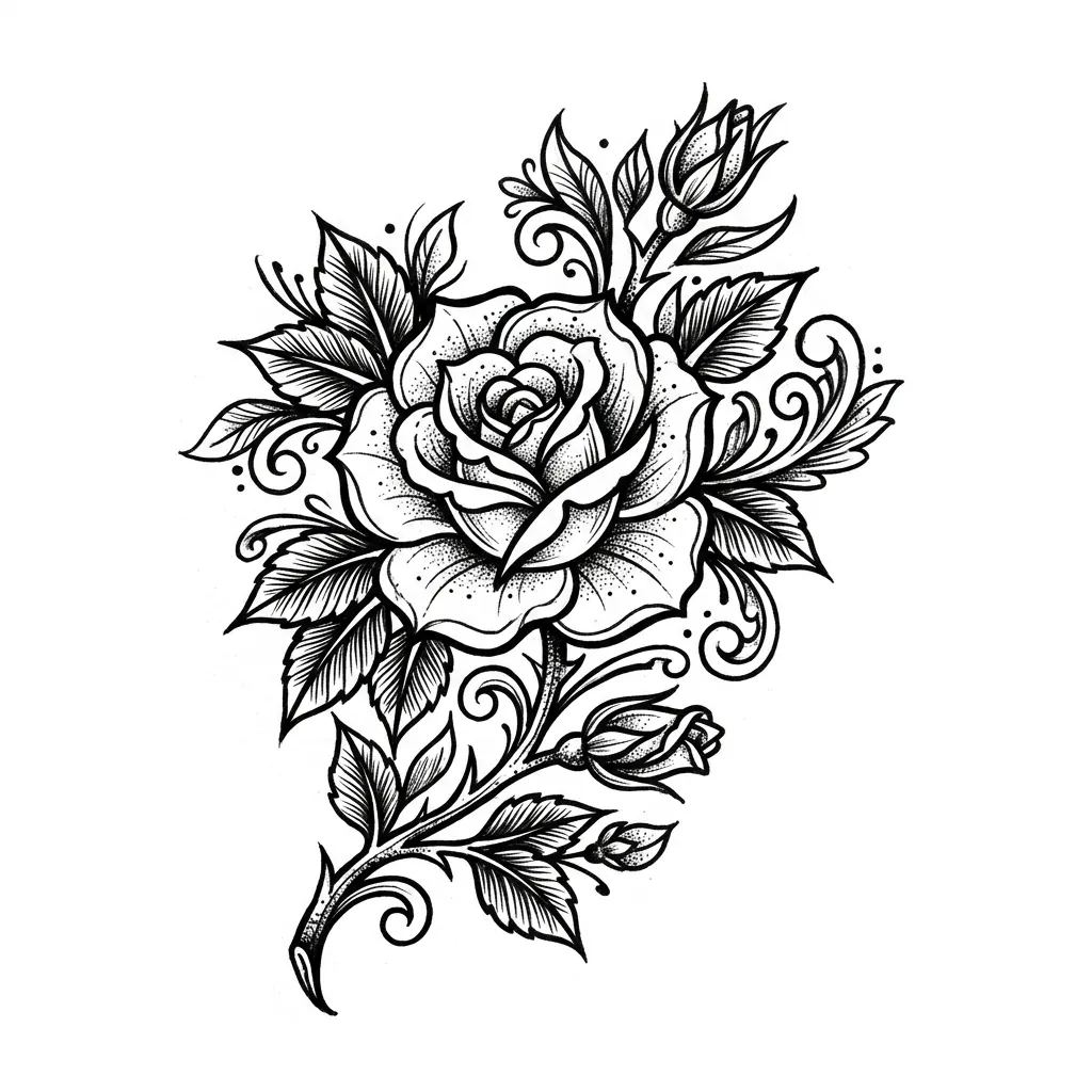 Blackwork flower tattoo idea for wrist