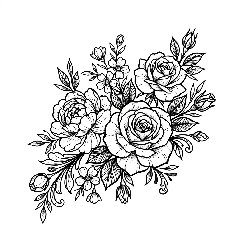 Color flower tattoo idea for collarbone