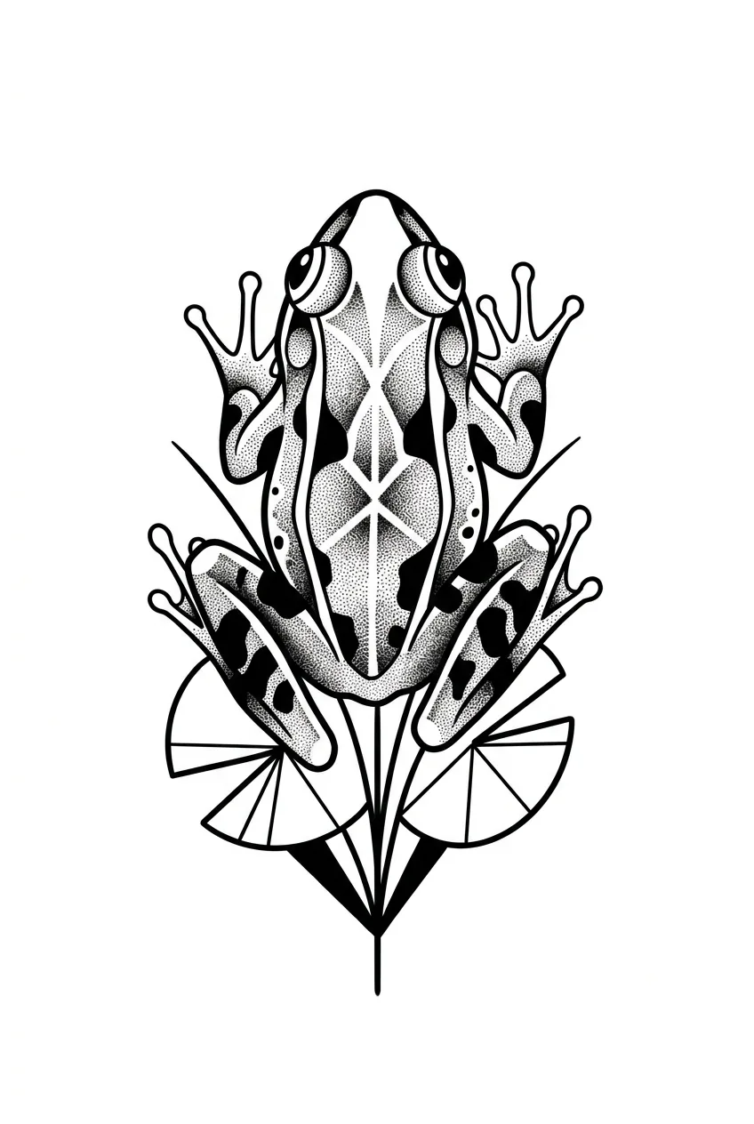 Geometric frog tattoo idea for upper arm