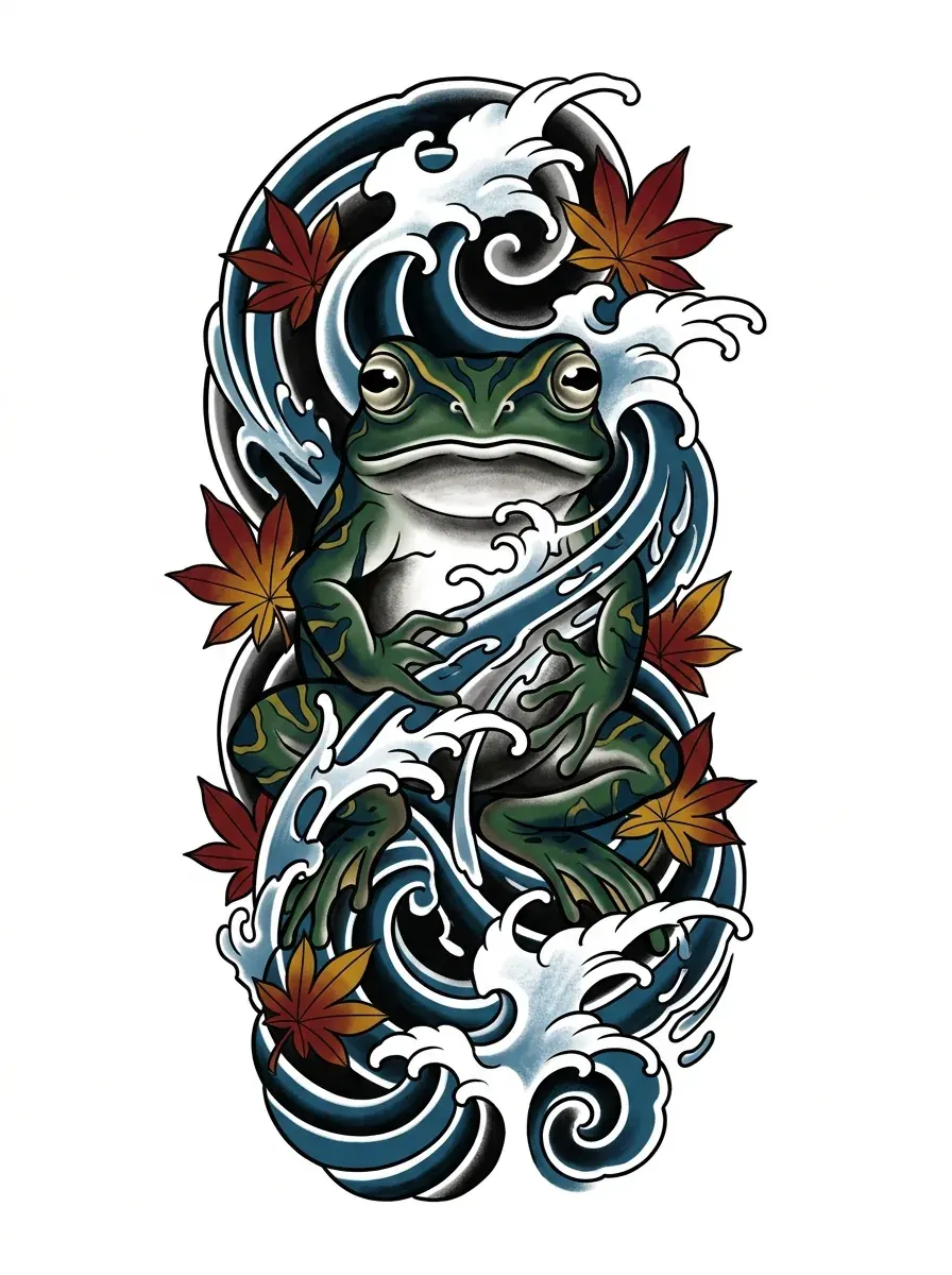 Color frog tattoo idea for collarbone