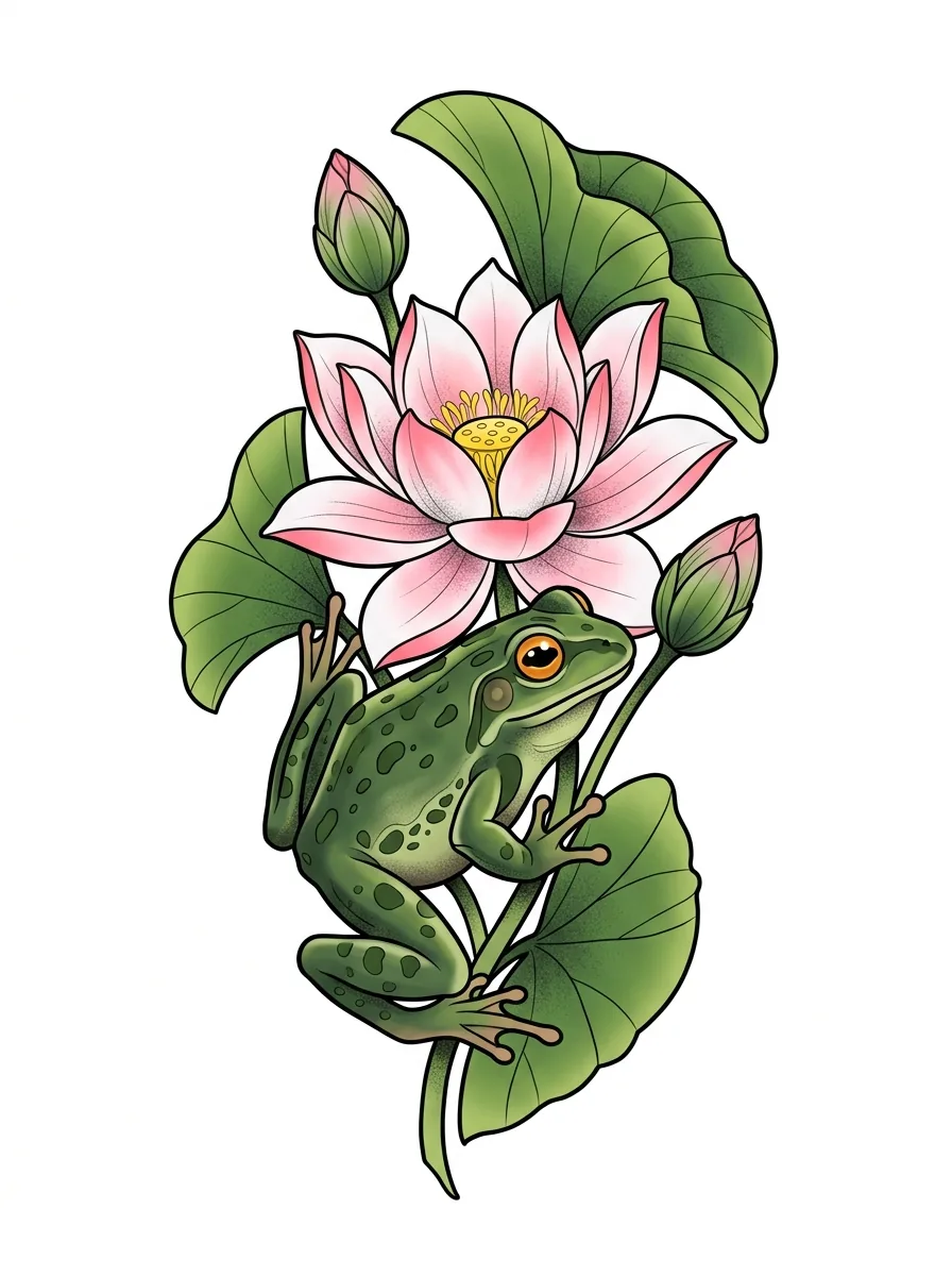 Realistic frog tattoo idea for shoulder