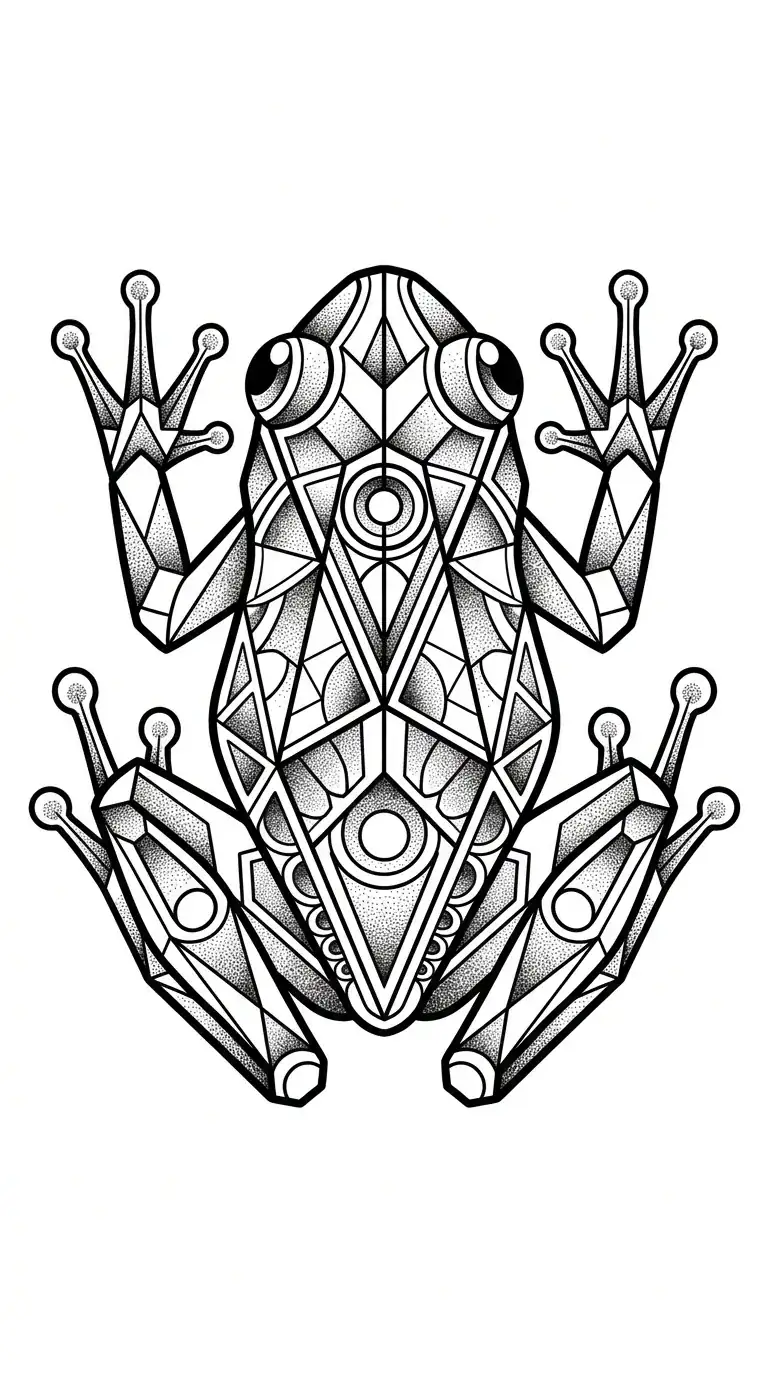 Geometric frog tattoo idea for upper arm
