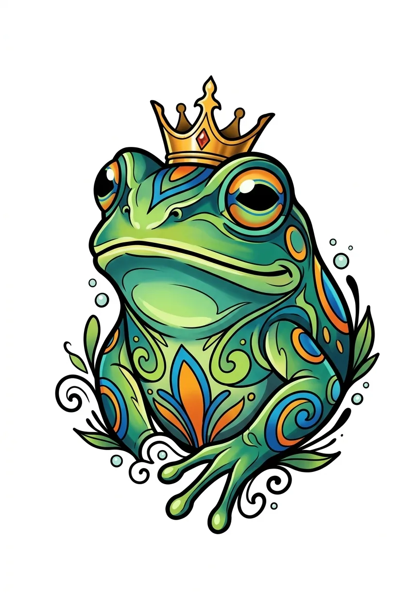 Color frog tattoo idea for collarbone