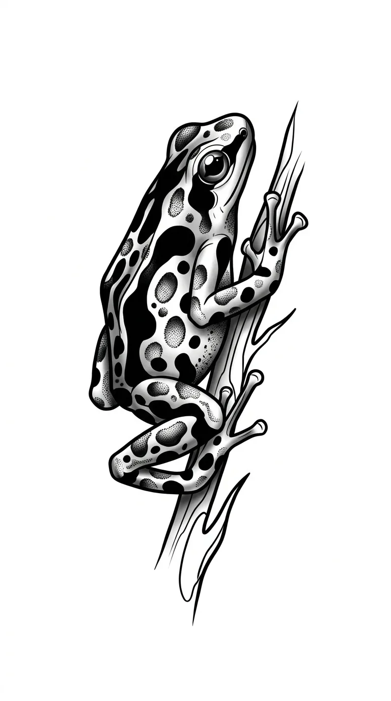 Fine-line frog tattoo idea for forearm