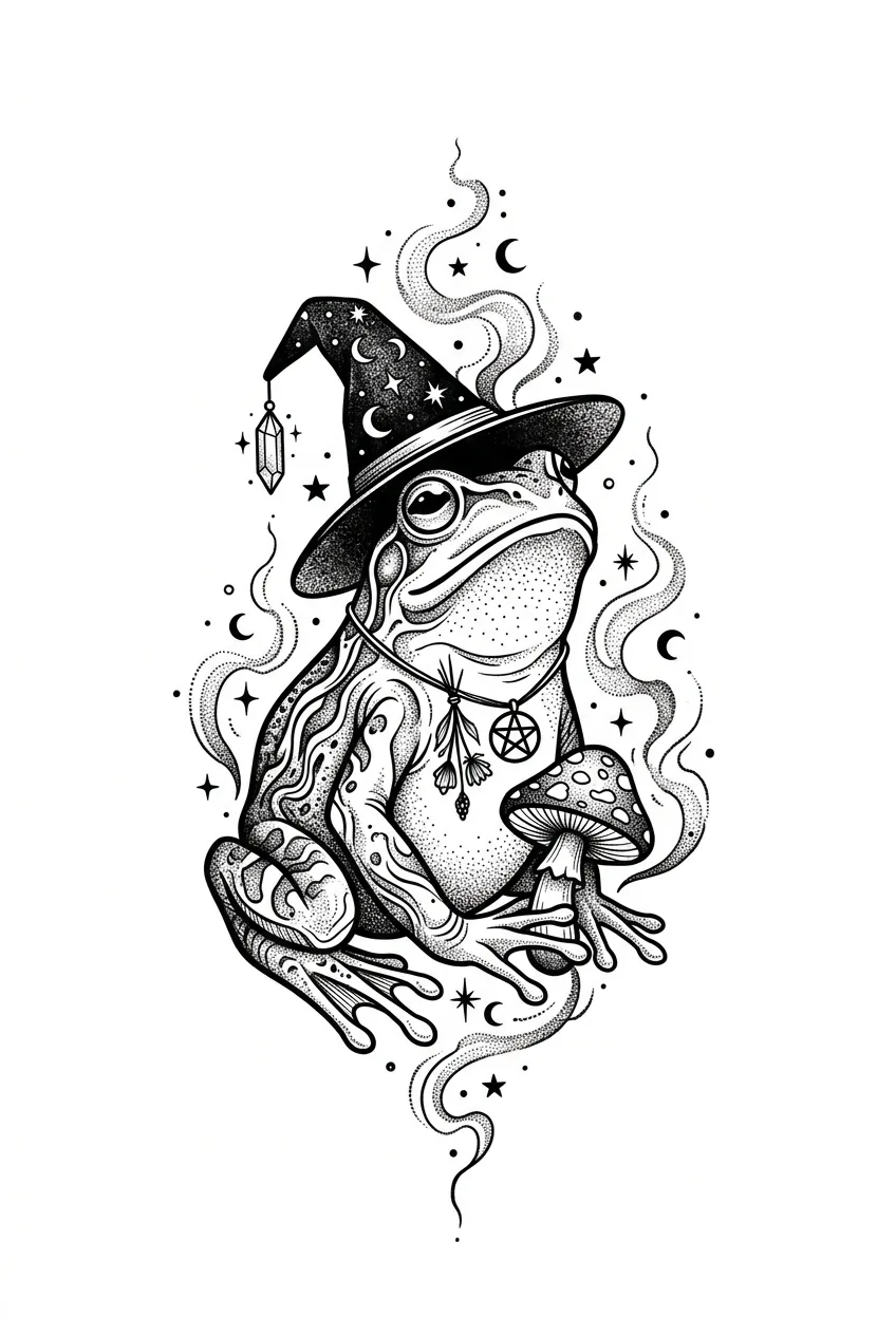 Fine-line frog tattoo idea for forearm