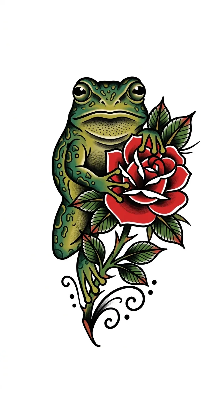 Blackwork frog tattoo idea for wrist