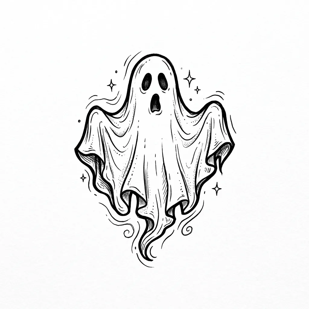 Fine-line ghost tattoo idea for forearm