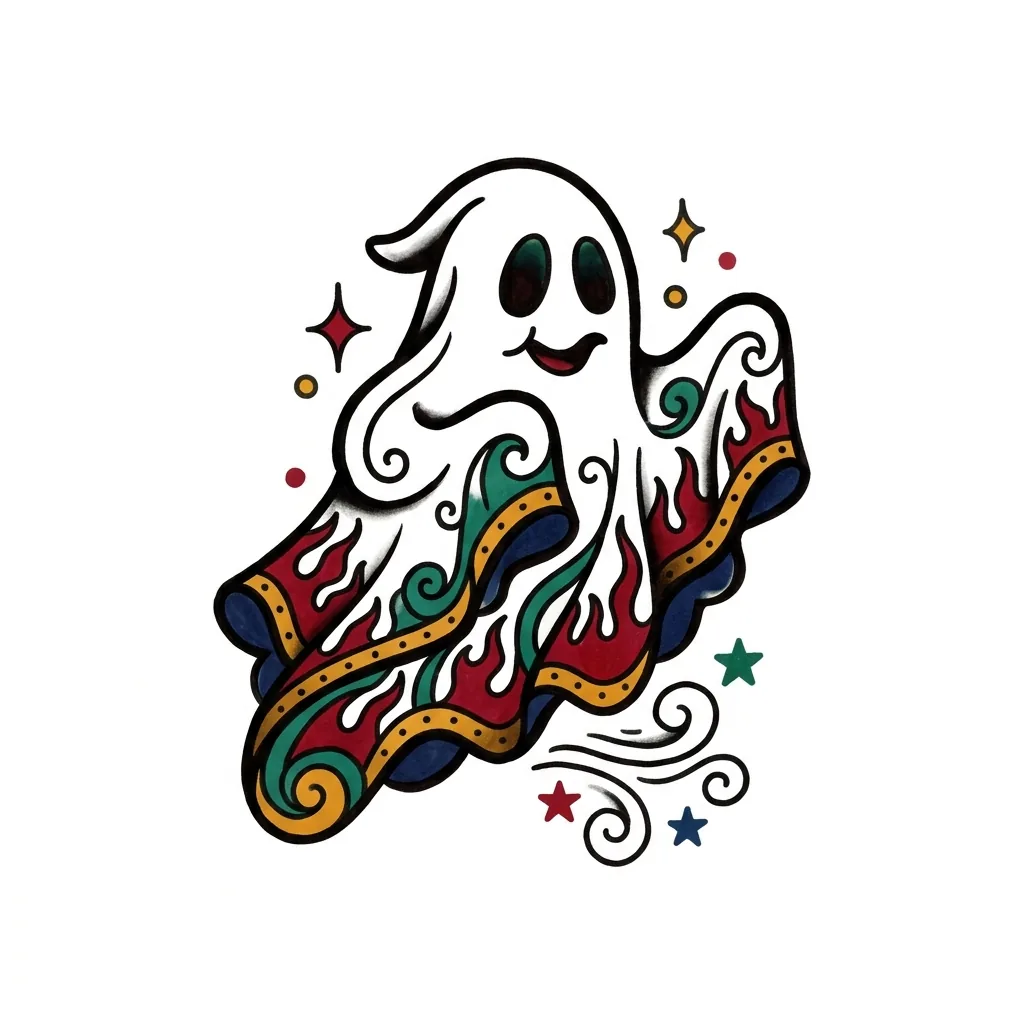 Blackwork ghost tattoo idea for wrist