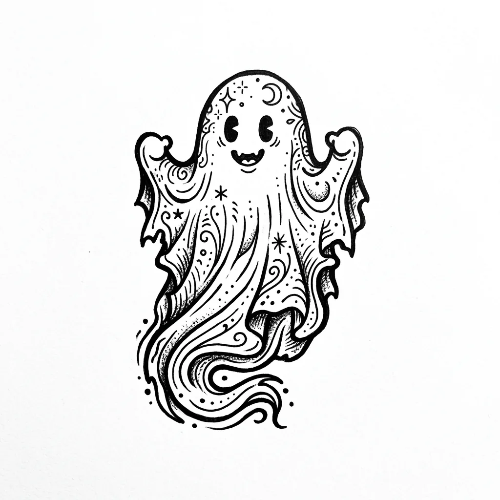 Color ghost tattoo idea for collarbone