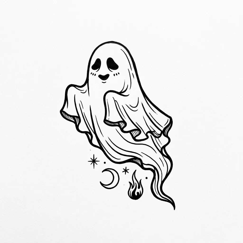 Blackwork ghost tattoo idea for wrist