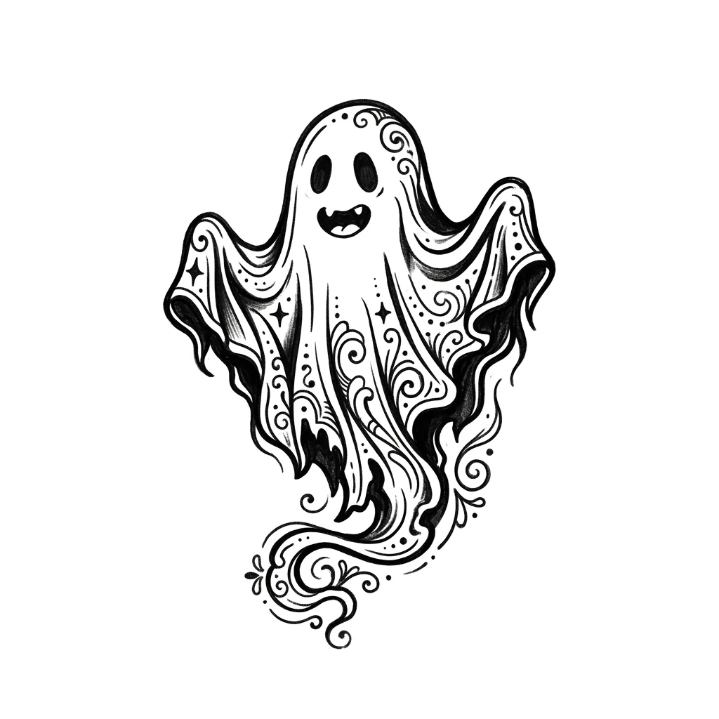 Traditional ghost tattoo idea for back