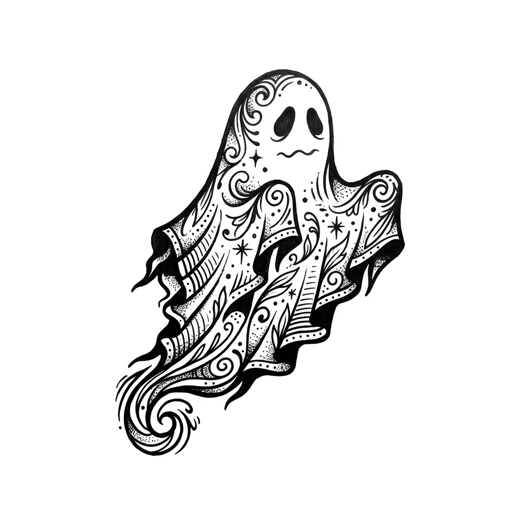 Color ghost tattoo idea for collarbone