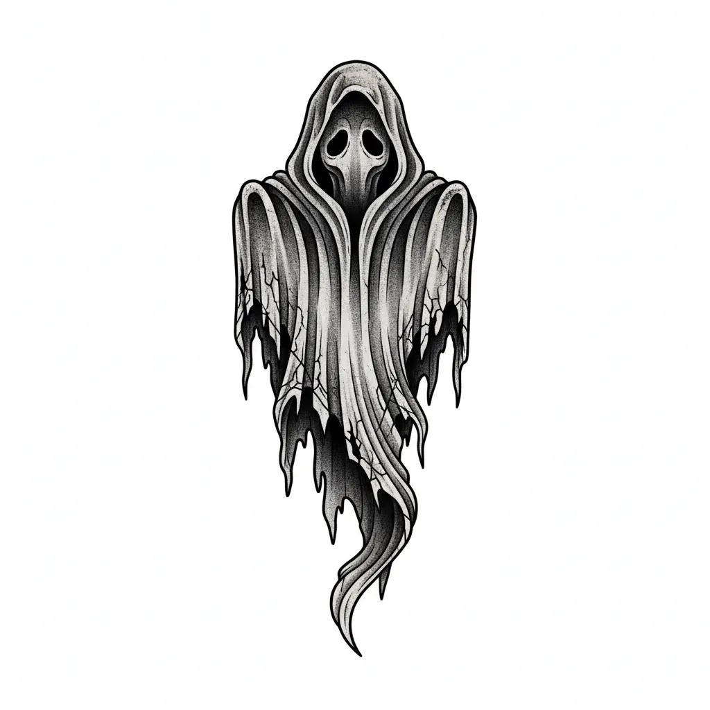 Traditional ghost tattoo idea for back