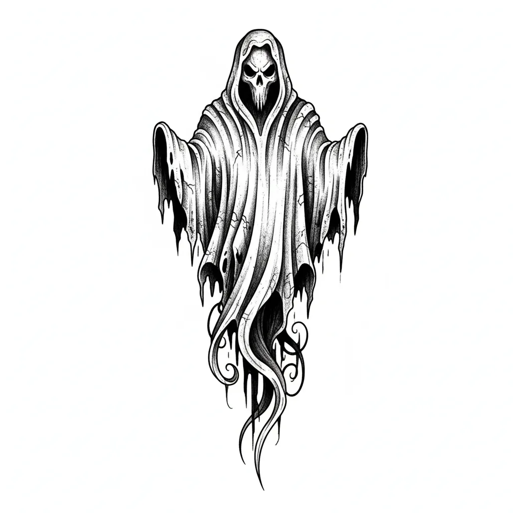 Color ghost tattoo idea for collarbone