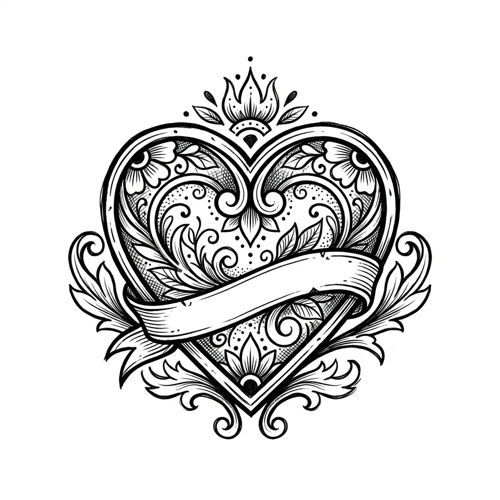 Geometric heart tattoo idea for upper arm