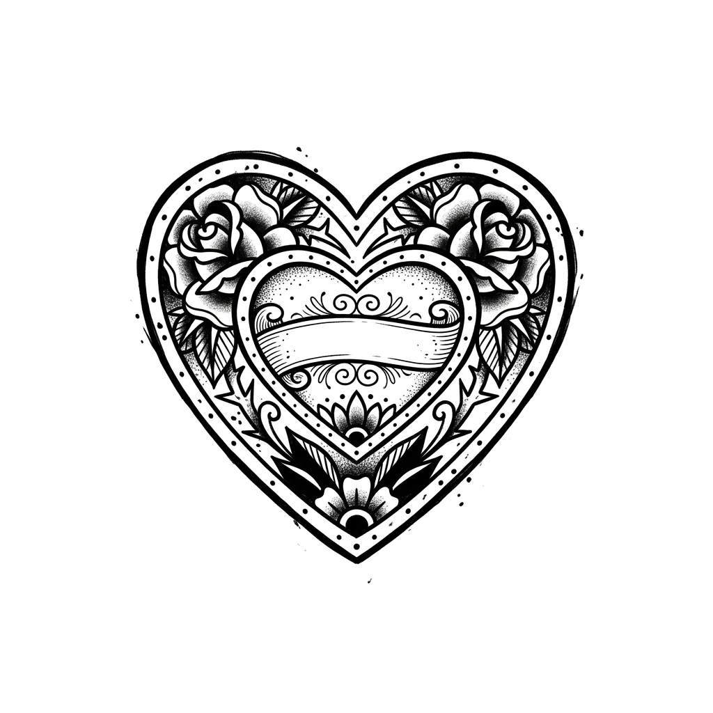 Blackwork heart tattoo idea for wrist