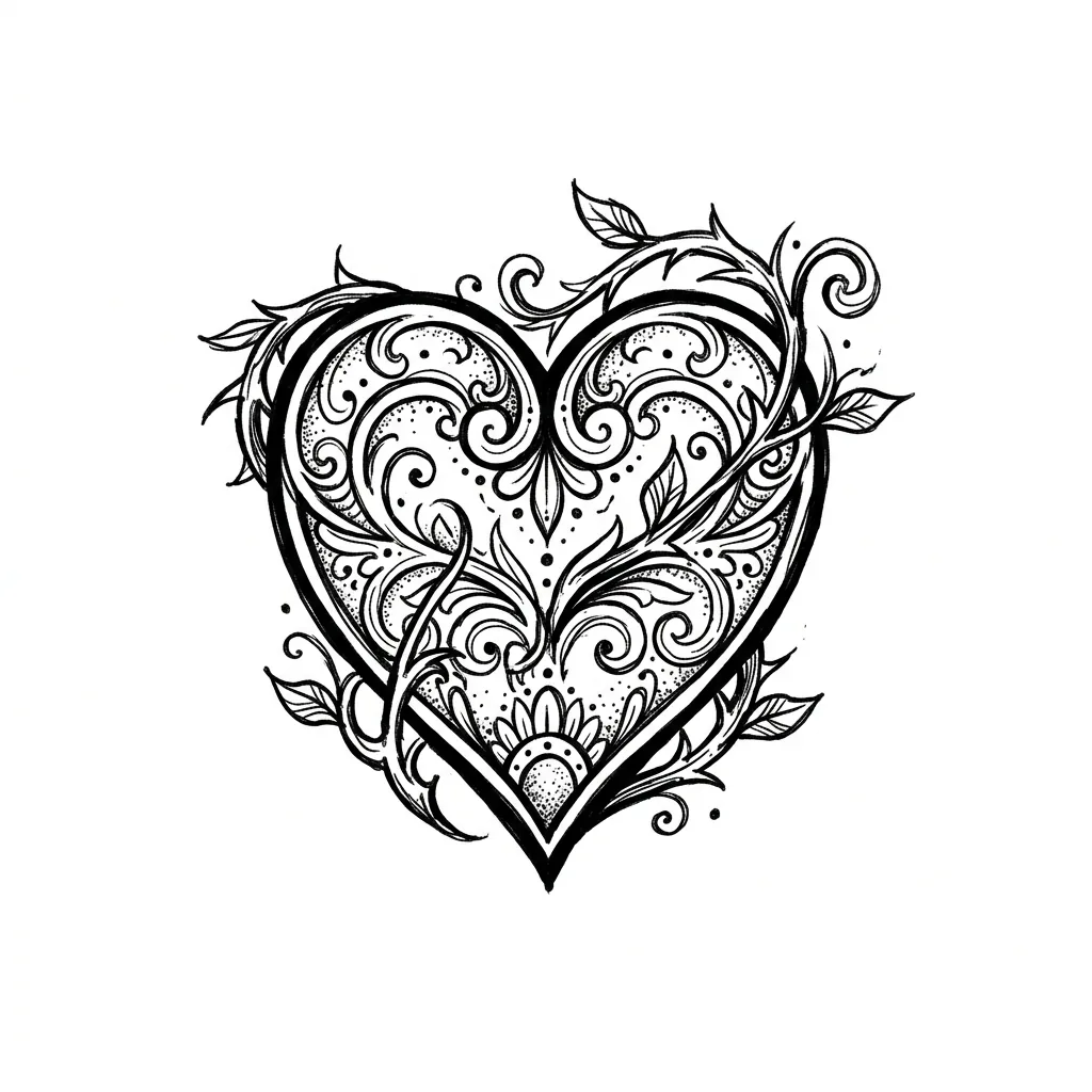 Geometric heart tattoo idea for upper arm