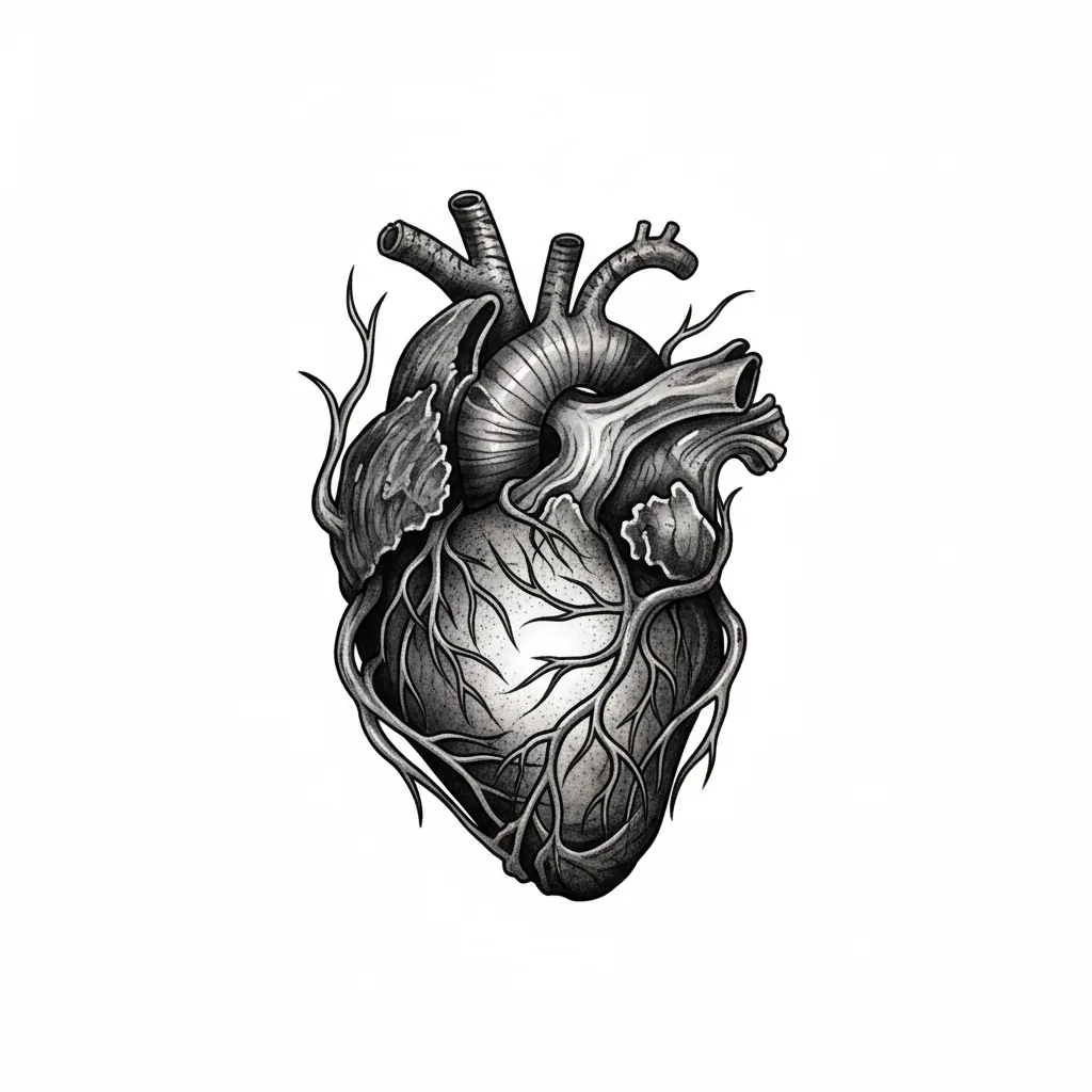 Blackwork heart tattoo idea for wrist