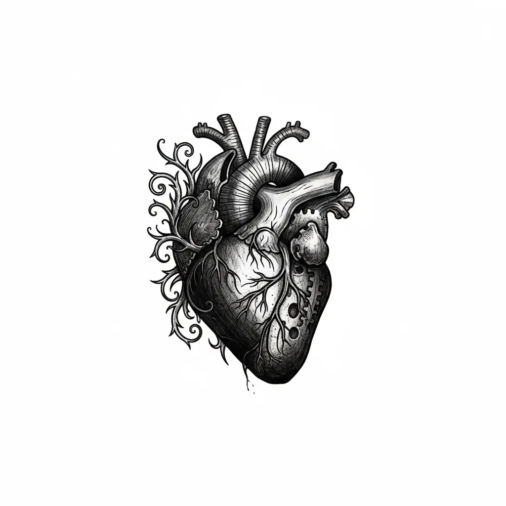 Geometric heart tattoo idea for upper arm
