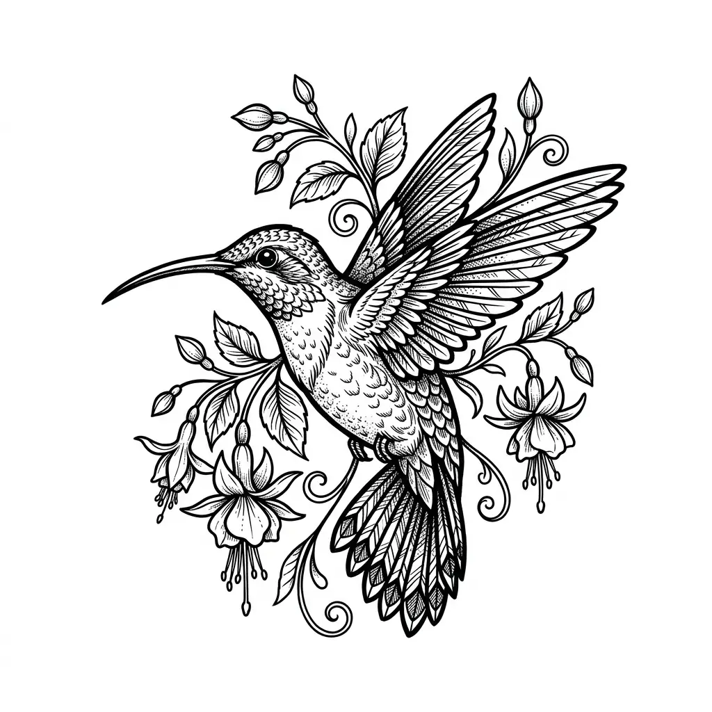 Realistic hummingbird tattoo idea for shoulder
