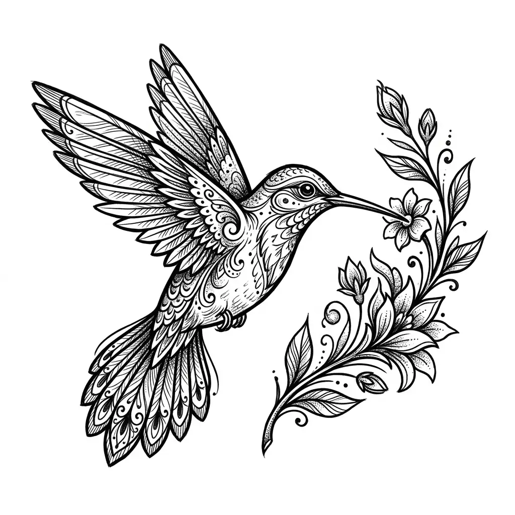 Color hummingbird tattoo idea for collarbone