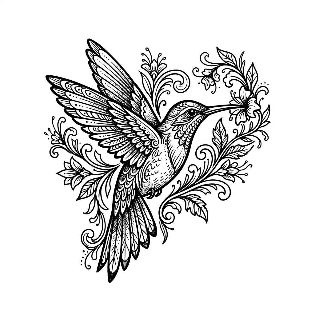 Fine-line hummingbird tattoo idea for forearm