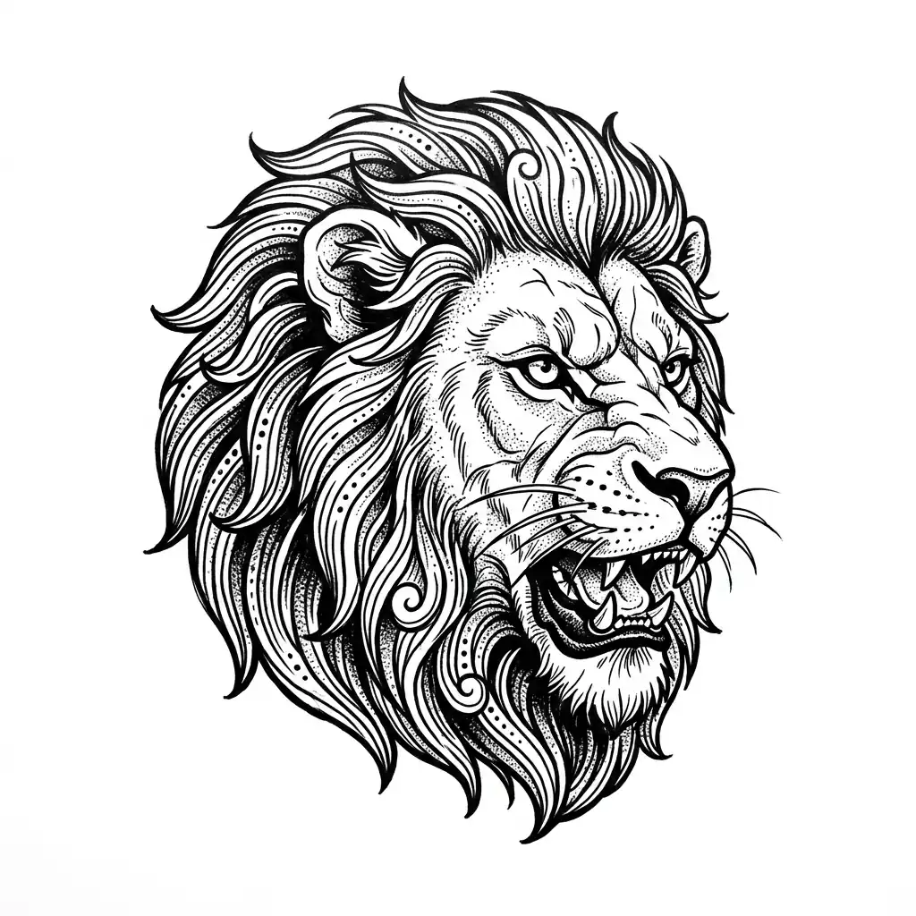 Blackwork lion tattoo idea for wrist