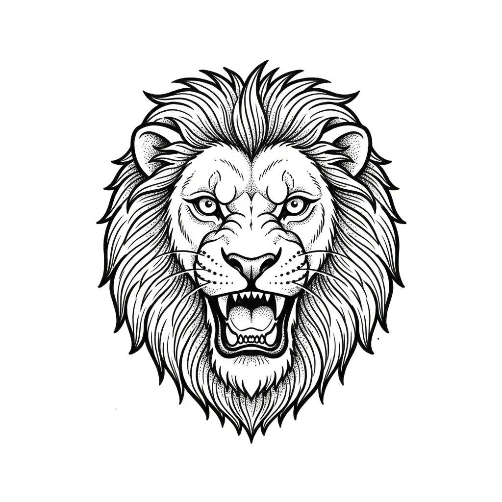 Traditional lion tattoo idea for back