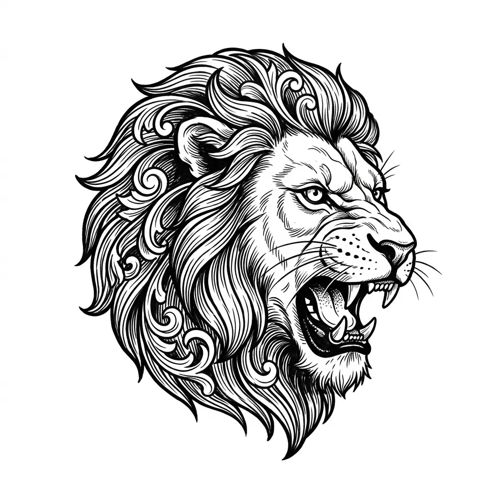Geometric lion tattoo idea for upper arm