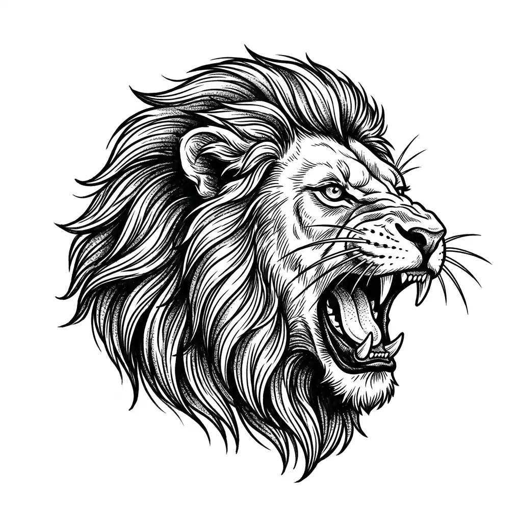 Color lion tattoo idea for collarbone
