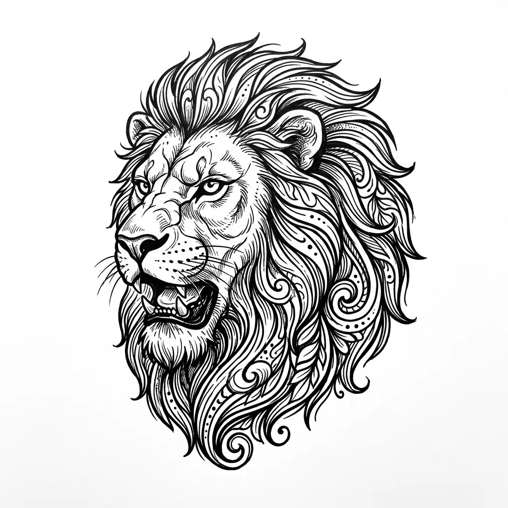 Fine-line lion tattoo idea for forearm