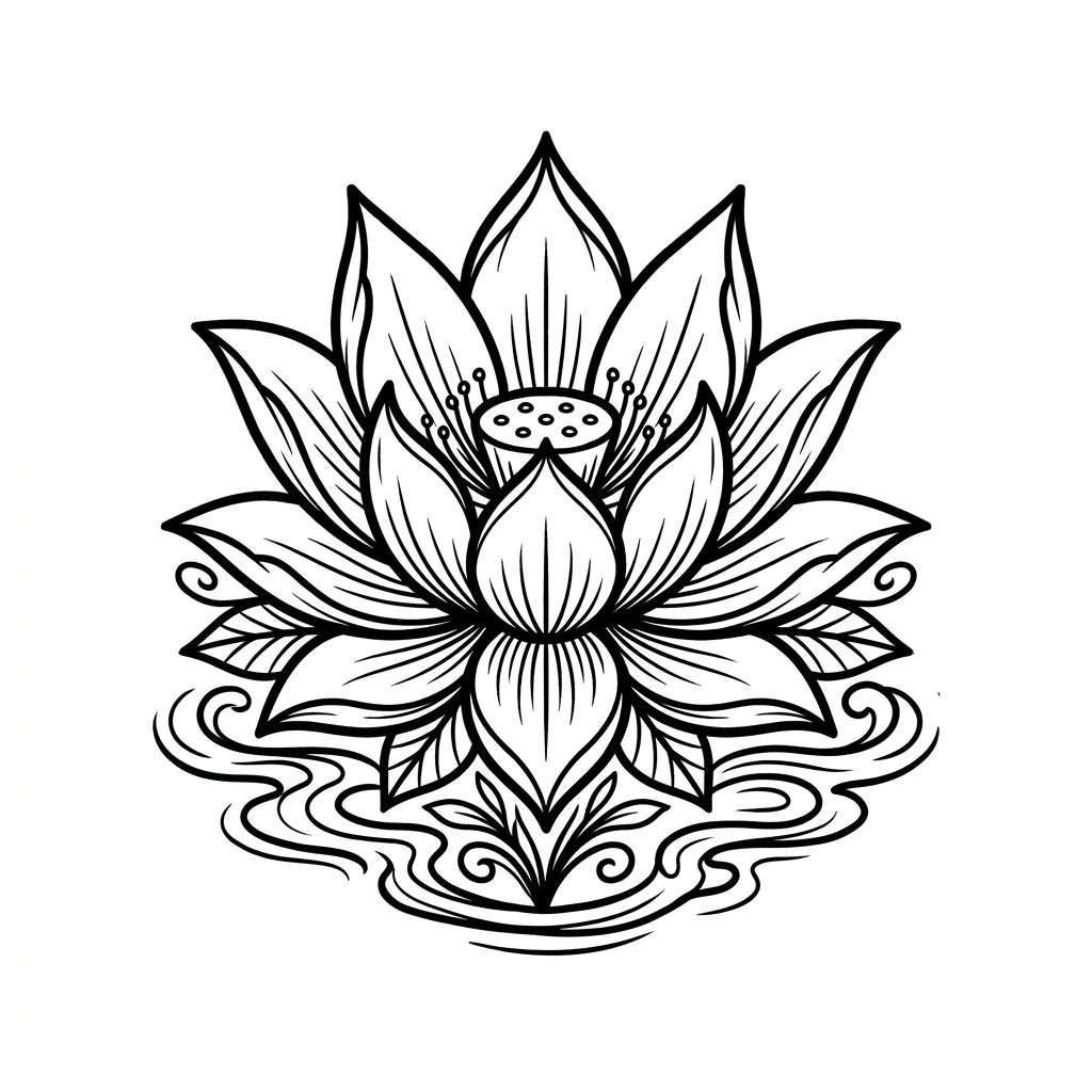 Geometric lotus tattoo idea for upper arm