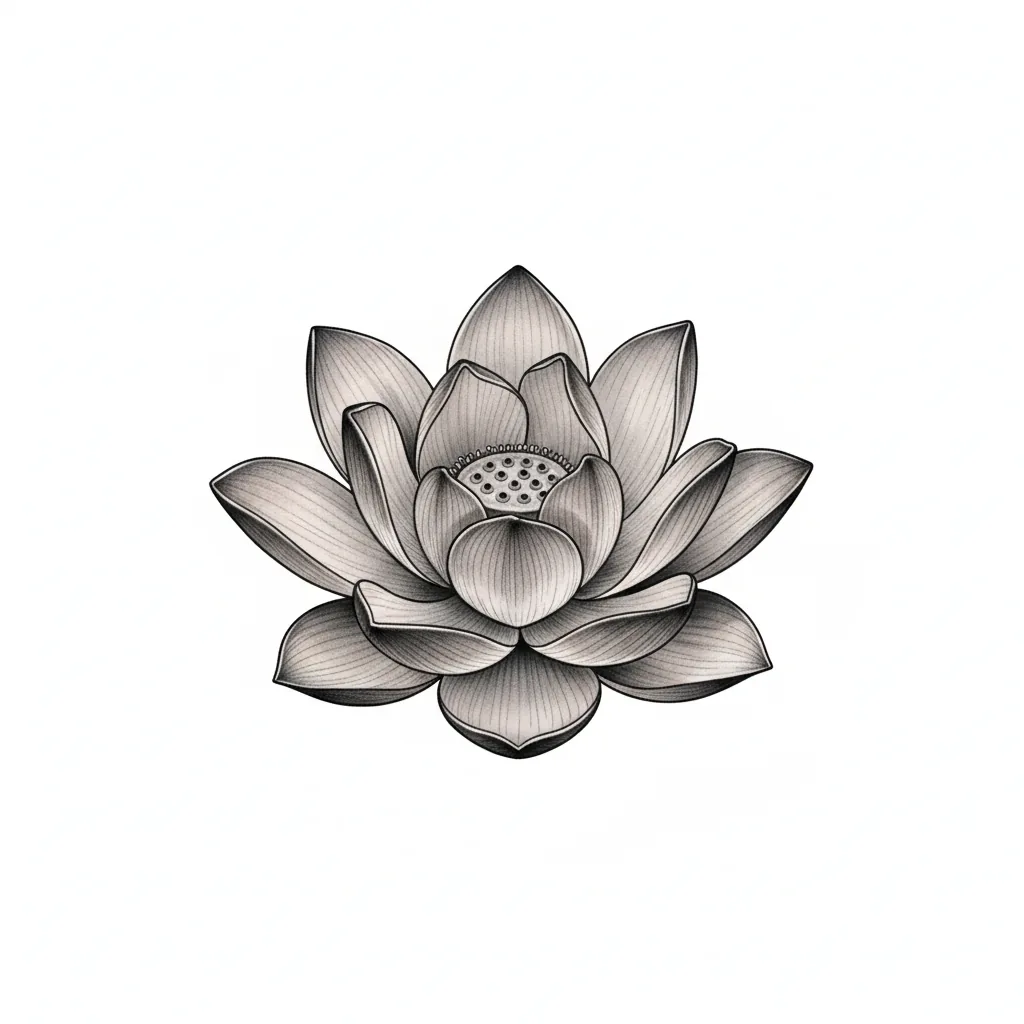 Traditional lotus tattoo idea for back
