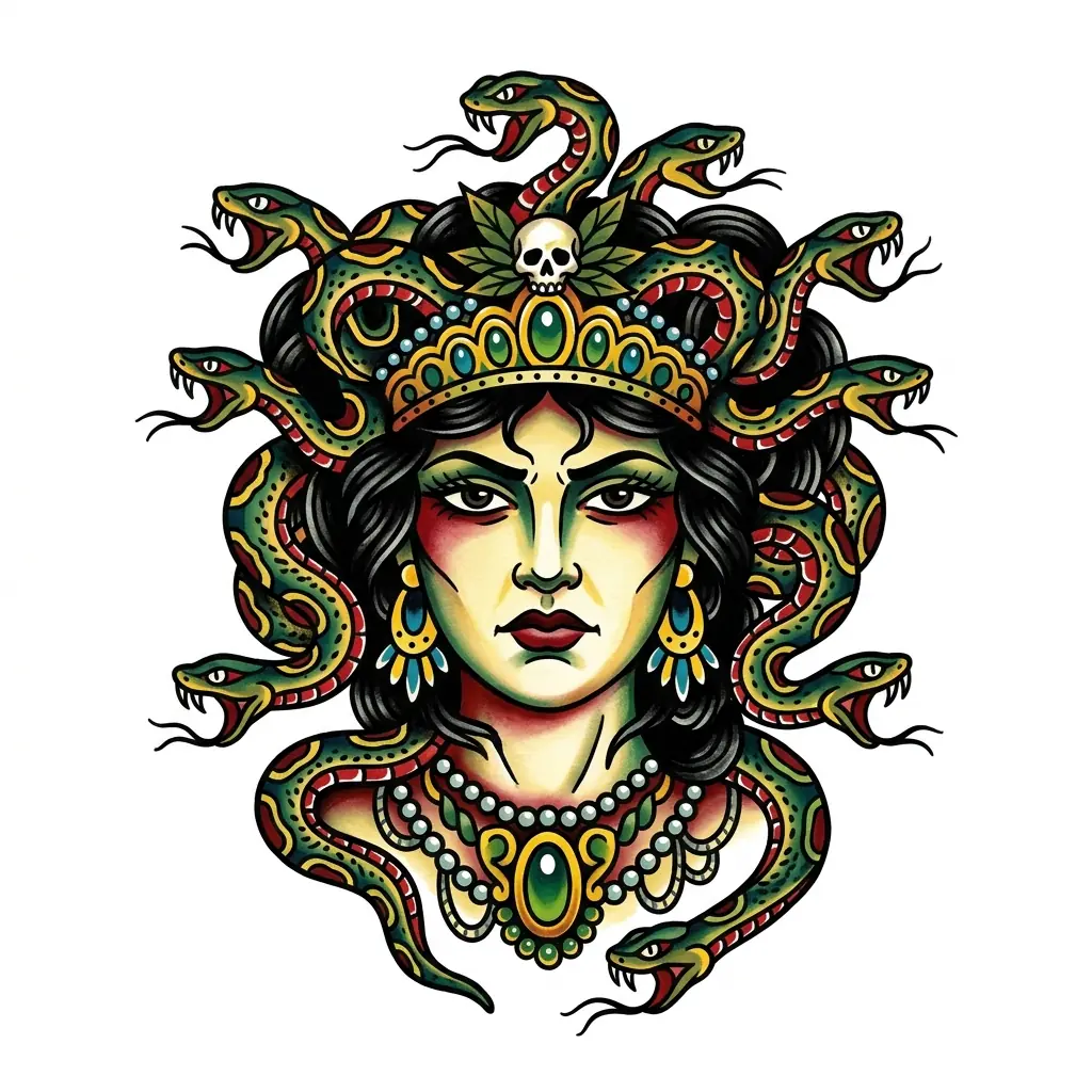 Blackwork medusa tattoo idea for wrist