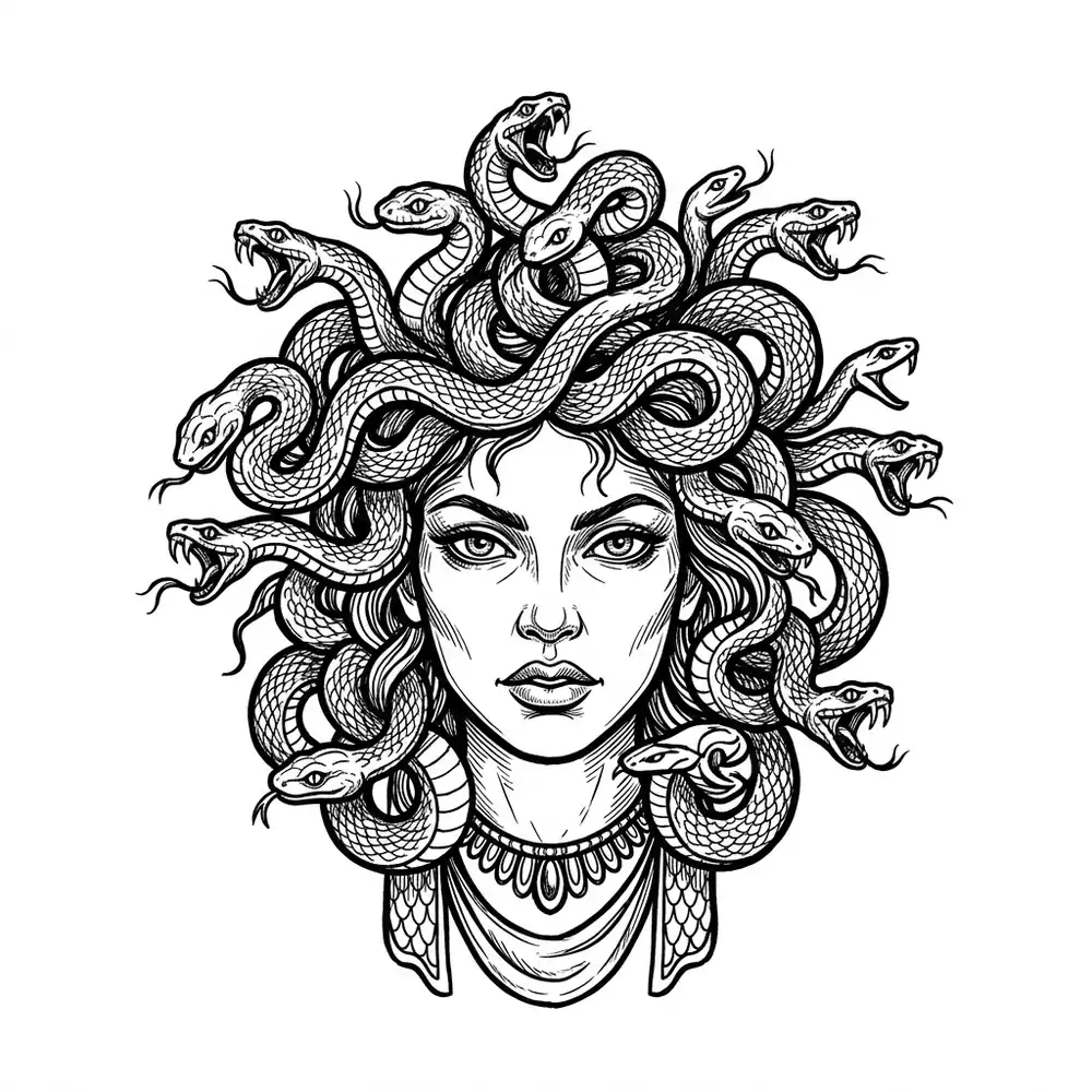 Blackwork medusa tattoo idea for wrist