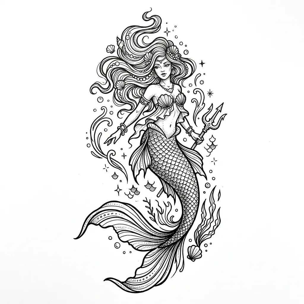 Color mermaid tattoo idea for collarbone