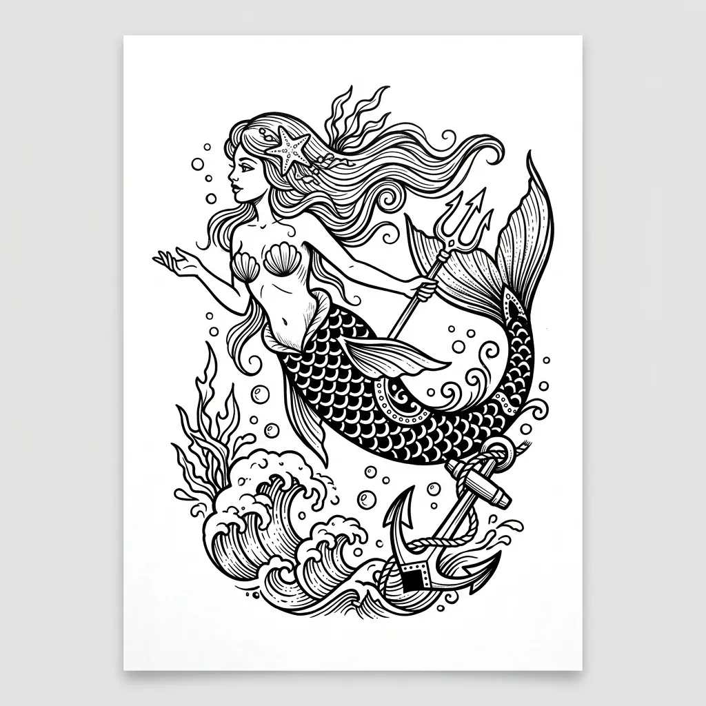 Realistic mermaid tattoo idea for shoulder