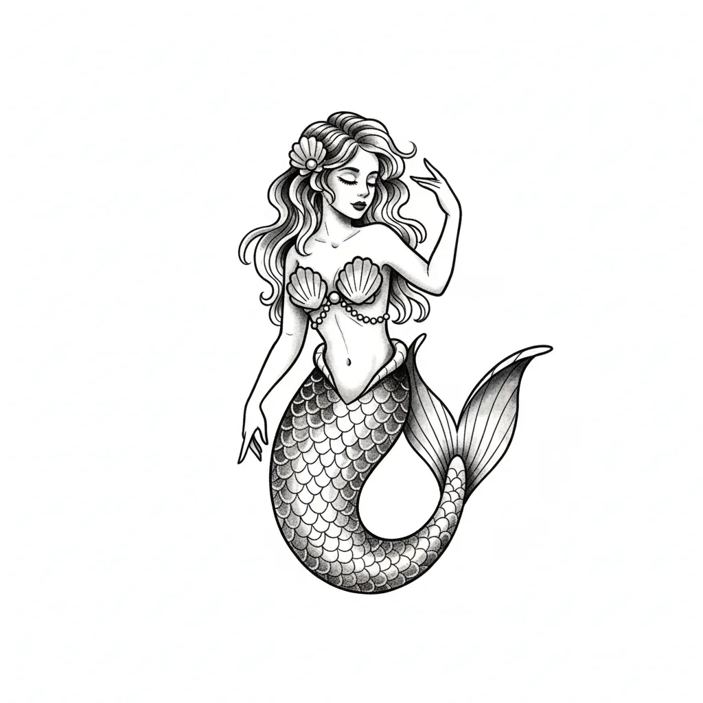Color mermaid tattoo idea for collarbone